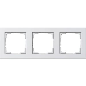 Cadre triple blanc pur mat pour trois mécanismes avec finition rectangulaire