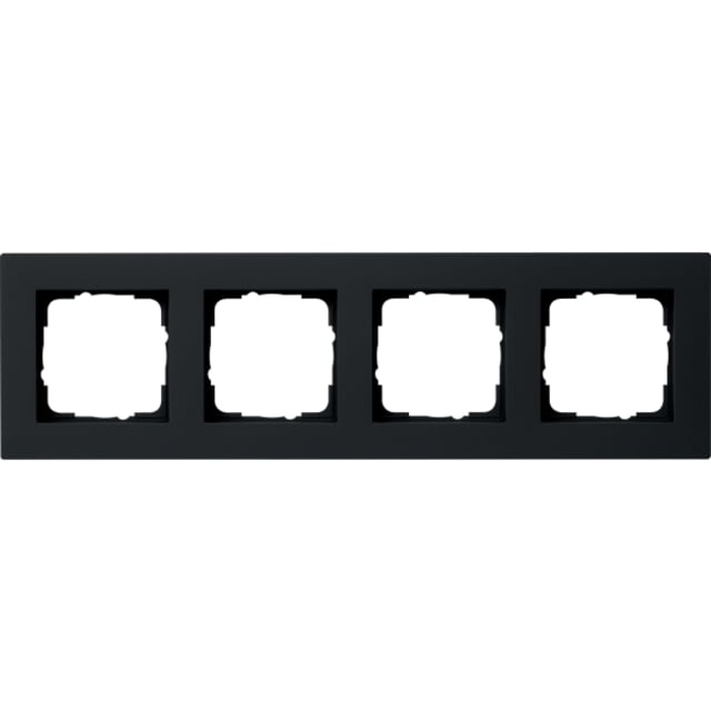 GIRA Cadre 4 postes E2 noir mat Cadre 4 postes noir mat pour installation affleurante, quatre ouvertures carrées alignées