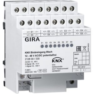 GIRA - Entrée. bin. 8x 12 - 48 V AC/DC sans pot. KNX rail DIN - 212800