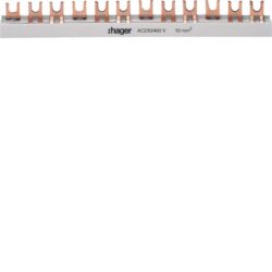 Détails visibles de Barre de pontage tripolaire 63A fourche 10mm² pour Barrette de jonction