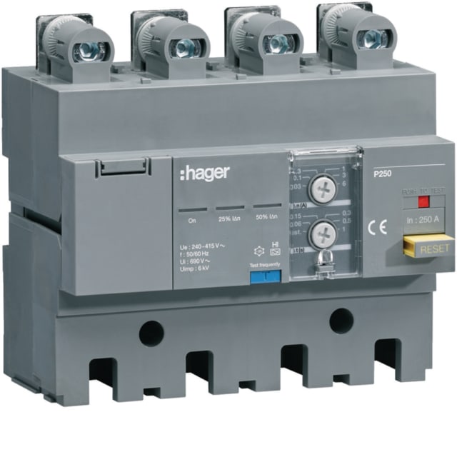 HAGER - Bloc différentiel réglable 250A pour P250 4P - HBT250H HAGER - Bloc différentiel réglable 250A pour P250 4P - HBT250H
