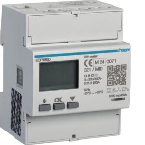 HAGER - Compteur triphasé 3P+N direct 80A 4M S0 MID - ECP380D