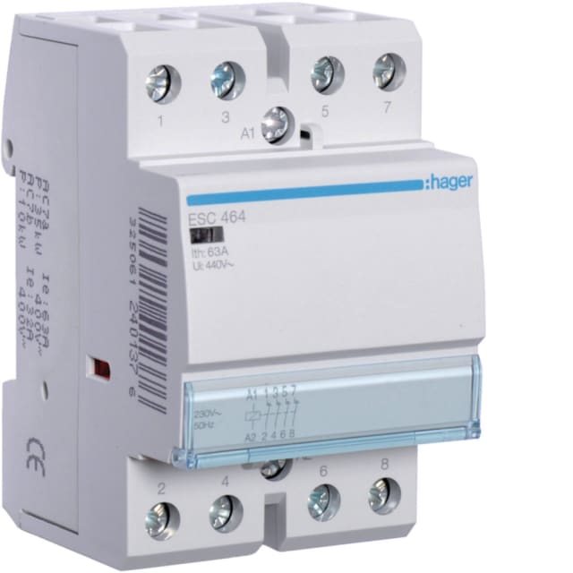 HAGER - Contacteur - 4x63A - 230V - 4NF - ESC464 HAGER - Contacteur - 4x63A - 230V - 4NF - ESC464