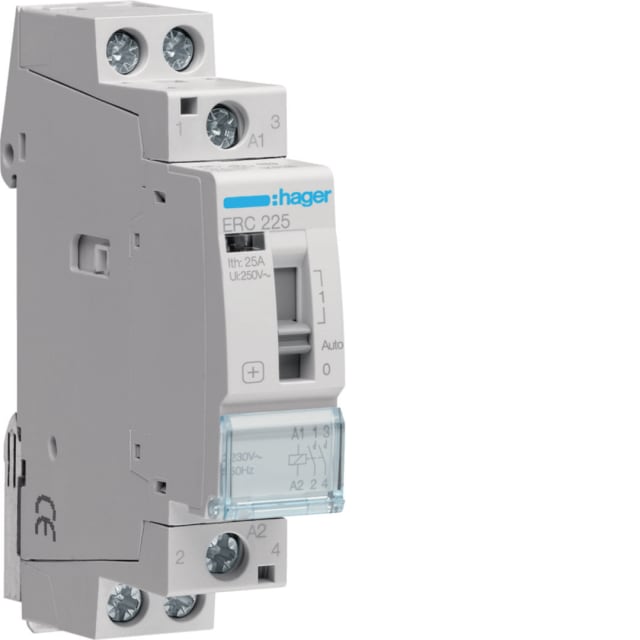 HAGER - Contacteur commande manuelle - 2x25A - 230V - 2NO - ERC225 HAGER - Contacteur commande manuelle - 2x25A - 230V - 2NO - ERC225