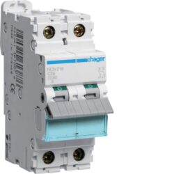 HAGER - Disjoncteur 10kA - C - 2P - 16A - 2M. - NCN216