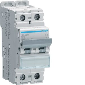 HAGER - Disjoncteur 10kA - D - 2P - 20A - 2M. - NDN220