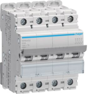 HAGER - Disjoncteur 15kA - C - 4P - 50A - 4M. - NRN450
