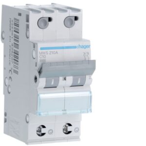 HAGER - Disjoncteur 3kA - C - 2P - 10A - 2M - qc - MWS210A