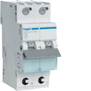 HAGER - Disjoncteur 3kA - C - 2P - 16A - 2M - qc - MWS216A