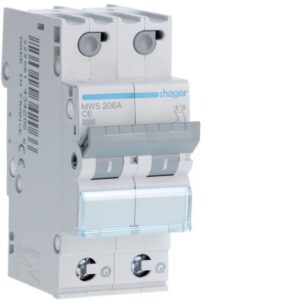 HAGER - Disjoncteur 3kA - C - 2P - 6A - 2M - qc - MWS206A