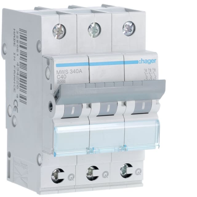HAGER - Disjoncteur 3kA - C - 3P - 40A - 3M - qc - MWS340A HAGER - Disjoncteur 3kA - C - 3P - 40A - 3M - qc - MWS340A