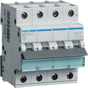HAGER - Disjoncteur 3kA - C - 3P+N - 10A. - 4M - MWN610A