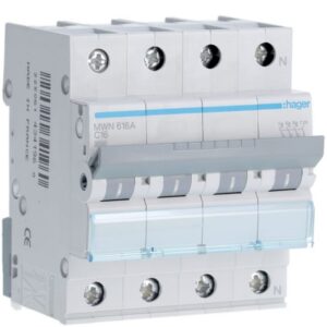 HAGER - Disjoncteur 3kA - C - 3P+N - 16A - 4M - MWN616A