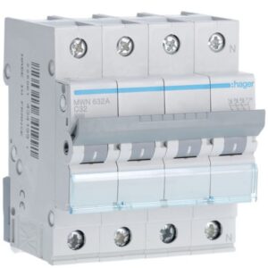 HAGER - Disjoncteur 3kA - C - 3P+N - 32A - 4M - MWN632A