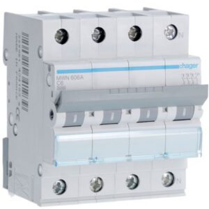 HAGER - Disjoncteur 3kA - C - 3P+N - 6A - 4M - MWN606A