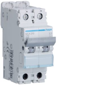 HAGER - Disjoncteur 6kA - C - 2P - 10A - 2M. - MCA210