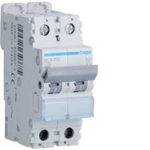 HAGER - Disjoncteur 6kA - C - 2P - 32A - 2M. - MCA232