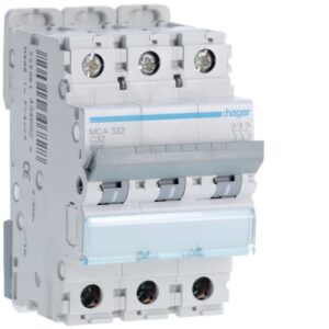 HAGER - Disjoncteur 6kA - C - 3P - 32A - 3M. - MCA332