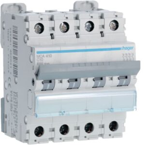 HAGER - Disjoncteur 6kA - C - 4P - 10A - 4M. - MCA410
