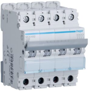 HAGER - Disjoncteur 6kA - C - 4P - 32A - 4M. - MCA432