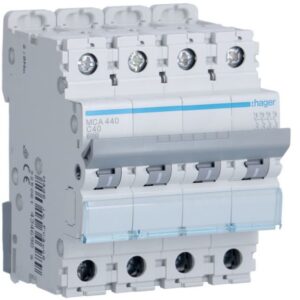 HAGER - Disjoncteur 6kA - C - 4P - 40A - 4M. - MCA440