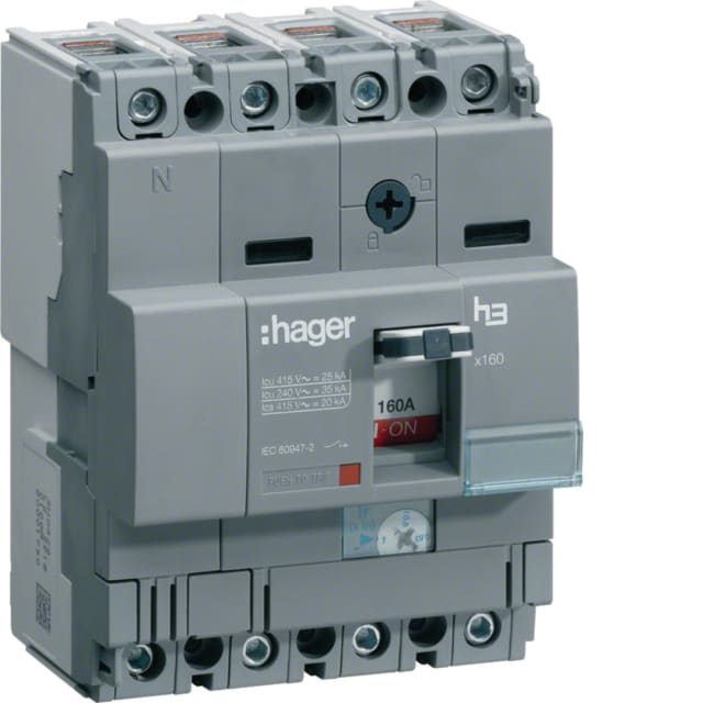 HAGER - Disjoncteur boîtier moulé x160 4P 25kA 125A - HHA126H HAGER - Disjoncteur boîtier moulé x160 4P 25kA 125A - HHA126H
