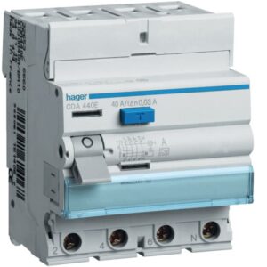 HAGER - Interrupteur différentiel 4P 40A 30mA type A - CDA440E
