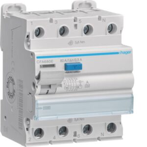 HAGER - Interrupteur différentiel. 3P+N 80A 300mA A - CFA680E