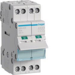 Interrupteur modulaire 4 pôles 25A, configuration visible