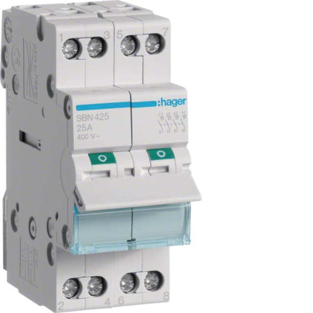 HAGER - Interrupteur modulaire 4 pôles 25A - SBN425 HAGER - Interrupteur modulaire 4 pôles 25A - SBN425