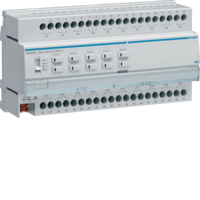 HAGER - Module de sorties 20 contacts 16A charge cap. - TXM620D HAGER - Module de sorties 20 contacts 16A charge cap. - TXM620D