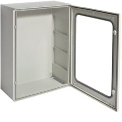 Coffret porte transparente 800x600x300, finition gris