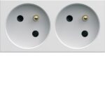 HAGER - Prise de courant double gallery goulotte 2P+T 16A blanc polaire - WXF422B