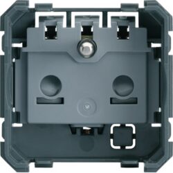 Mécanisme de prise simple 2P T gris avec bornes et châssis de fixation
