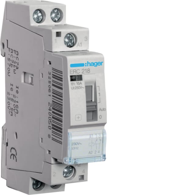 HAGER - Relais de commande - 2x16A - 230V - 1NO+1NF - ERC218 HAGER - Relais de commande - 2x16A - 230V - 1NO+1NF - ERC218