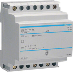 HAGER - Transformateur - 220V/12-24V - 25VA - 4 M. - ST312