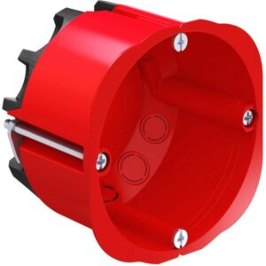 Boîte d'encastrement coupe-feu rouge Ø68 mm avec vis de fixation et entrées latérales