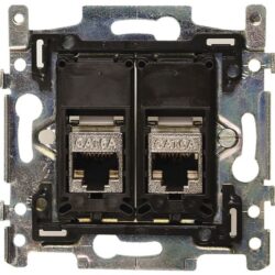 Détails visibles de Prise murale double RJ45 intégrée compatible Niko pour Prises RJ45 / réseau