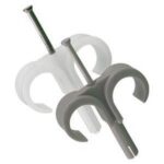 HUPPERTZ - Attache à cheville double avec clou acier gris pour tube 16-19 mm - M421715