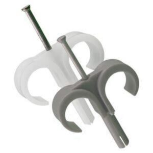 HUPPERTZ - Attache à cheville double avec clou acier gris pour tube 16-19 mm - M421715