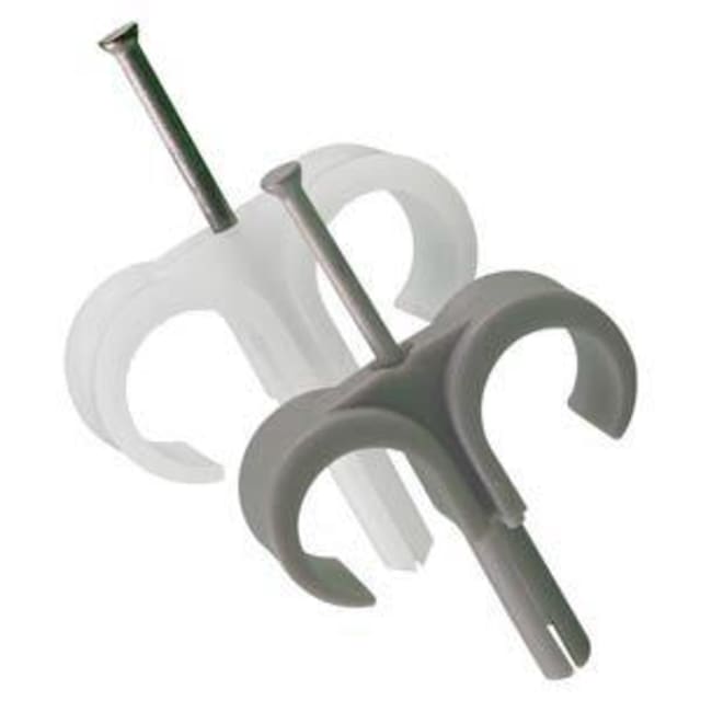 HUPPERTZ - Attache à cheville double avec clou acier gris pour tube 16-19 mm - M421715 HUPPERTZ - Attache à cheville double avec clou acier gris pour tube 16-19 mm - M421715