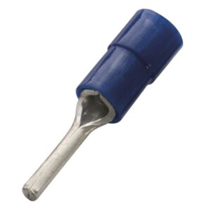 Embout rond isolé PVC bleu 1,5 à 2,5 mm² avec manchon isolant bleu et tige métallique