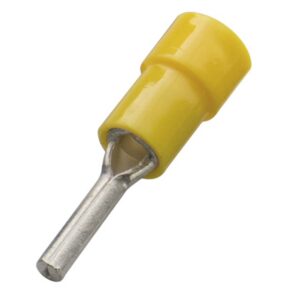 Embout rond isolé PVC jaune 4 6 mm² avec tige métallique pour câblage