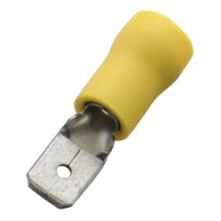 Détails visibles de Cosse plate mâle isolée PVC 4-6 mm² 6,3x0,8 mm jaune pour Manchons de raccordement