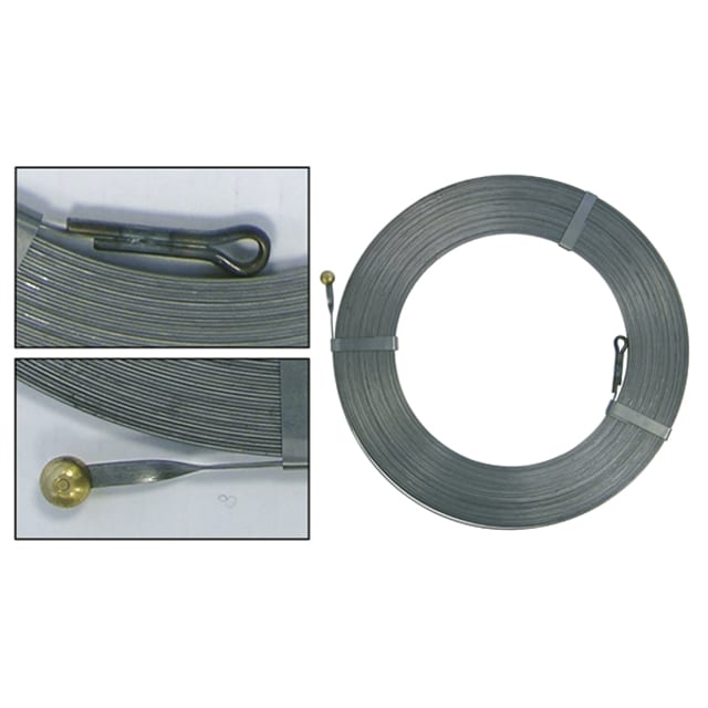 Haupa Tire fil acier plat 10 m Tire fil acier plat de 10 m avec embout flexible et boule de guidage