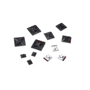 Embases adhésives noires carrées à coller 19x19 mm pour fixation de câbles