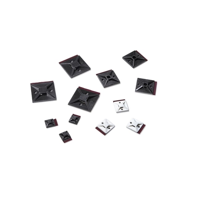 Hellermann Tyton Embase adhésive noire Embases adhésives noires carrées à coller 19x19 mm pour fixation de câbles
