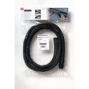 Gaine tressée noire PET 32 mm pour protection de câbles en sachet transparent