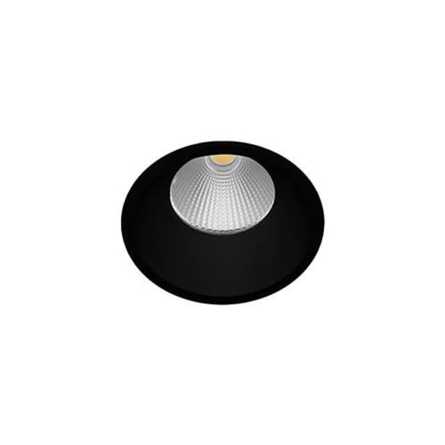 Downlight rond noir mat 6,5W Downlight encastré rond noir mat avec réflecteur interne argenté et source LED centrale