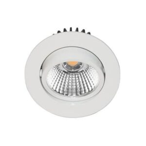 Downlight LED encastrable rond blanc mat orientable avec réflecteur facetté